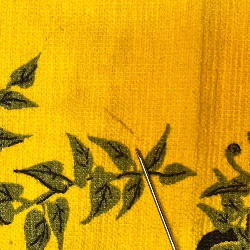 Vintage Parisian Prints Kitchen Tea Towel 1960s-70s Yellow Cotton Nylon Retro - Picture 11 of 12